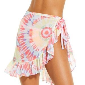 Miken Tie-Dyed Chiffon Tie-Waist Sarong Cover-Up